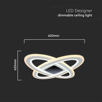 Dimbare LED plafondlamp LED/130W/230V 3000-6500K 62x62 cm + afstandsbediening
