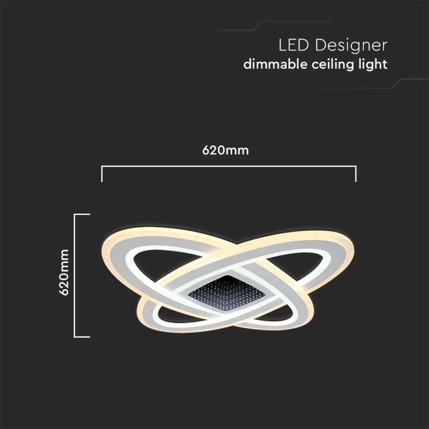 Dimbare LED plafondlamp LED/130W/230V 3000-6500K 62x62 cm + afstandsbediening