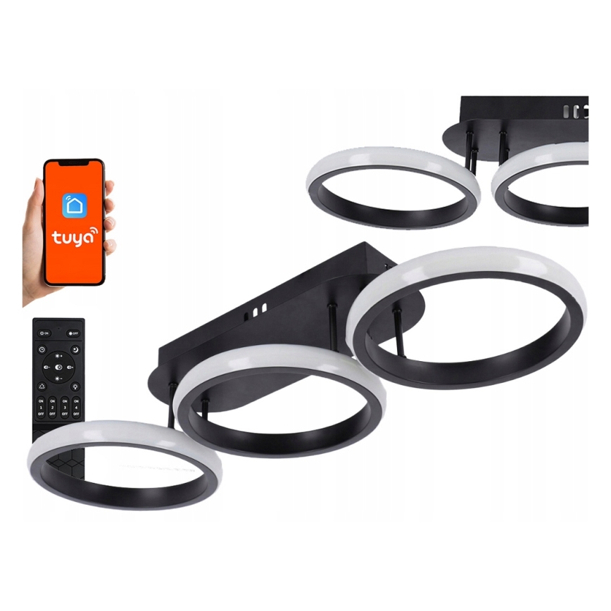 Dimbaar LED-plafondlamp LED/30W/230V 3000-6500K zwart Wi-Fi Tuya + afstandsbediening