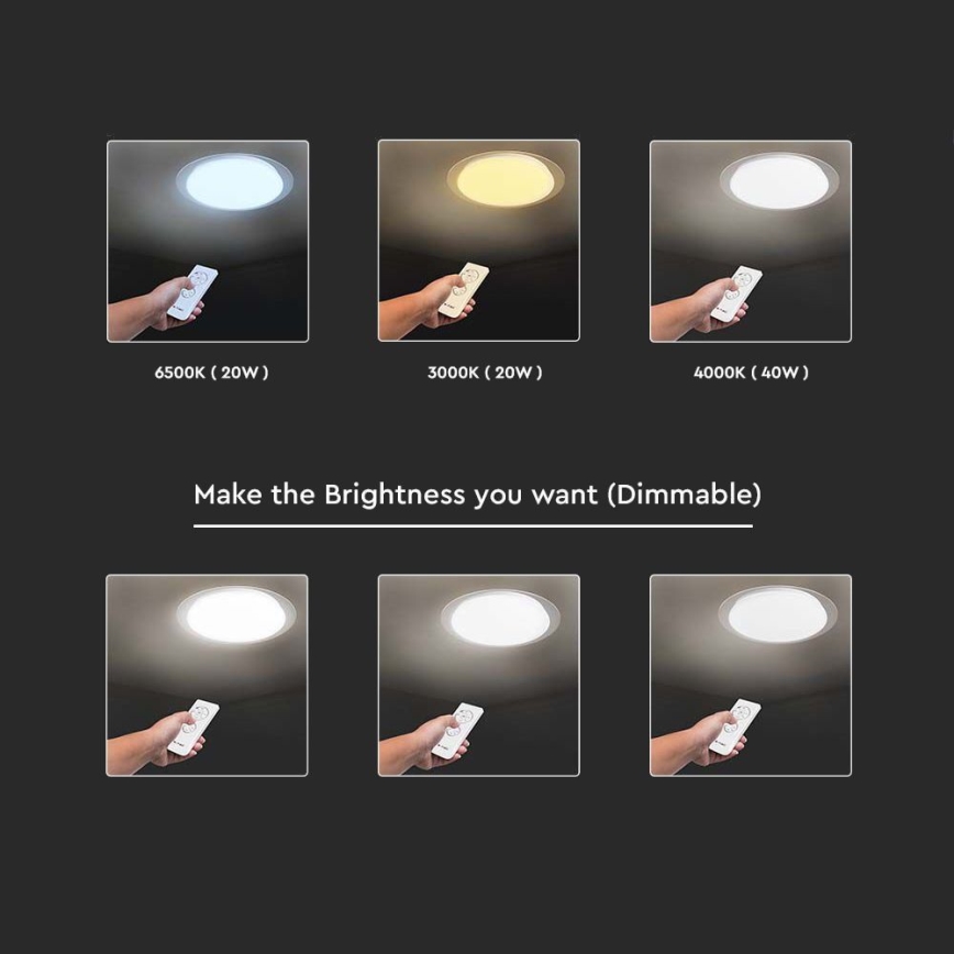 Dimbare LED Plafondlamp LED/40W/230V 3000K/4000K/6500K + afstandsbediening