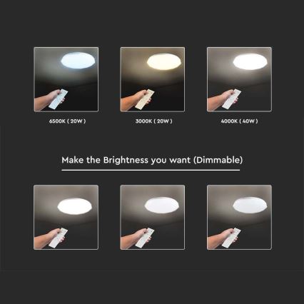 Dimbare LED Plafondlamp LED/40W/230V 3000K/4000K/6500K + afstandsbediening