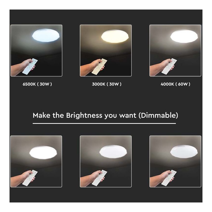 Dimbare LED Plafondlamp LED/40W/230V 3000K/4000K/6500K + afstandsbediening