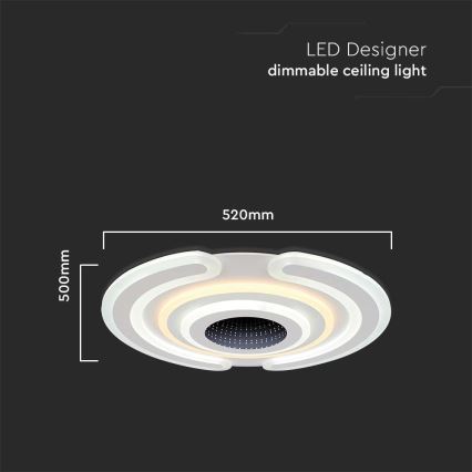 Dimbare LED plafondlamp LED/95W/230V 3000-6500K + afstandsbediening