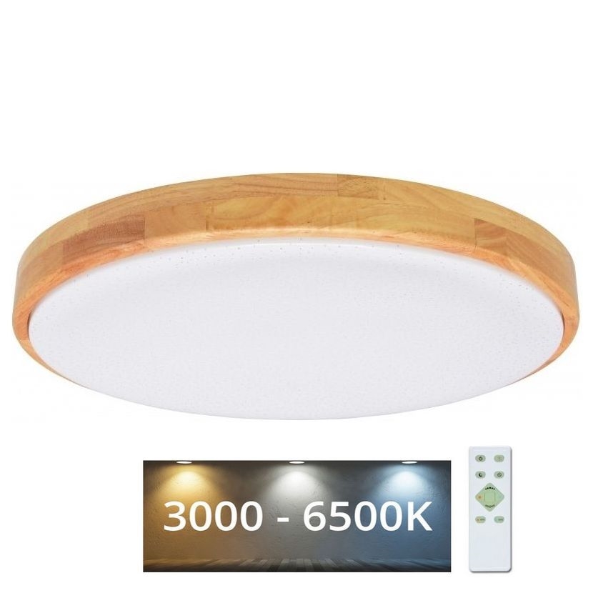 Dimbare LED plafondlamp LENA LED/60W/230V 3000-6500K eiken + afstandsbediening