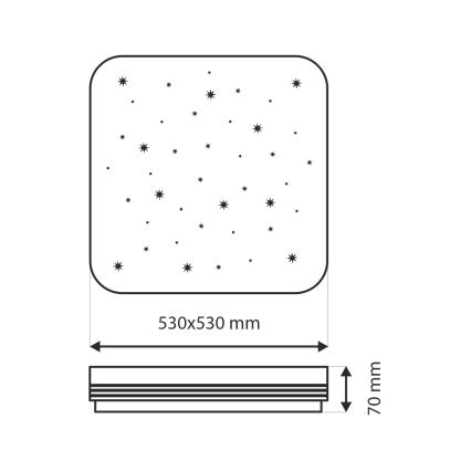 Dimbare LED plafondlamp MANA LED/60W/230V 2700-6500K 53x53 cm + afstandsbediening