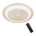 Dimbare LED Plafondlamp met Ventilator ZEPHYR LED/48W/230V 3000-6000K goud + afstandsbediening