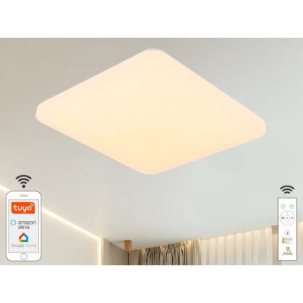 Dimbare LED plafondlamp OPAL LED/48W/230V 2700-6500K Wi-Fi Tuya wit + afstandsbediening