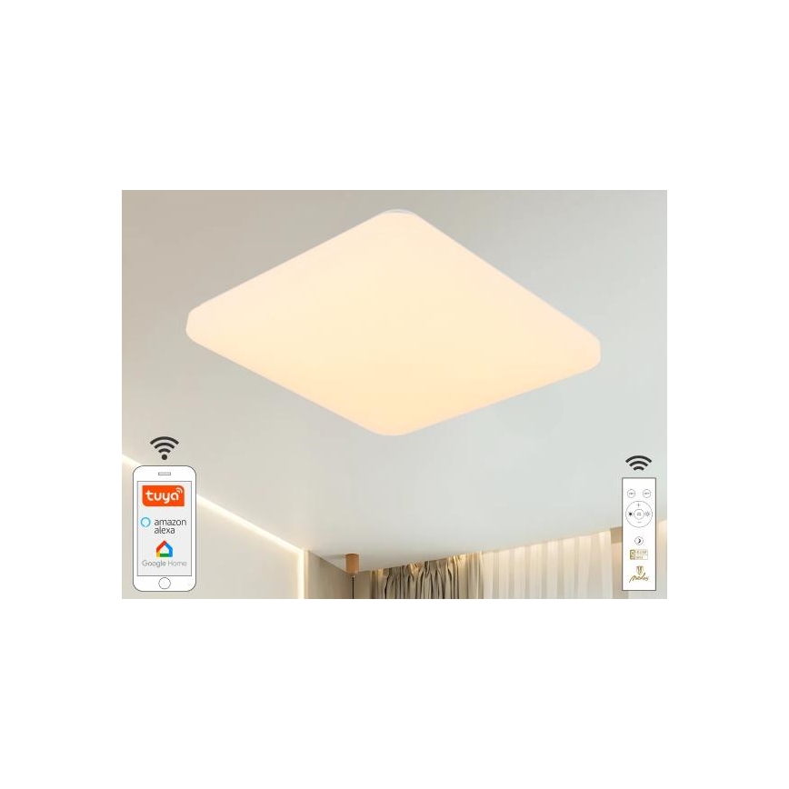 Dimbare LED plafondlamp OPAL LED/48W/230V 2700-6500K Wi-Fi Tuya wit + afstandsbediening