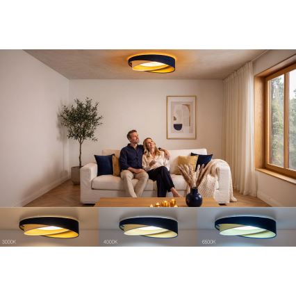 Dimbare LED-plafondlamp SMART GALAXY MODERN LED/24W/230V 3000-6500K Ø 55 cm blauw/wit/goud + afstandsbediening