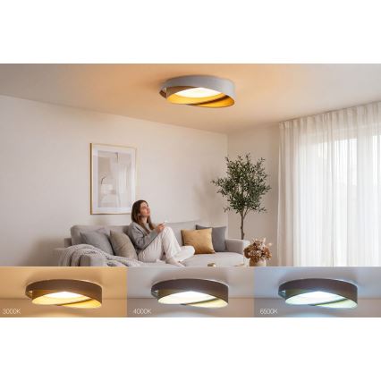 Dimbare LED-plafondlamp SMART GALAXY MODERN LED/24W/230V 3000-6500K Ø 55 cm grijs/goud + afstandsbediening