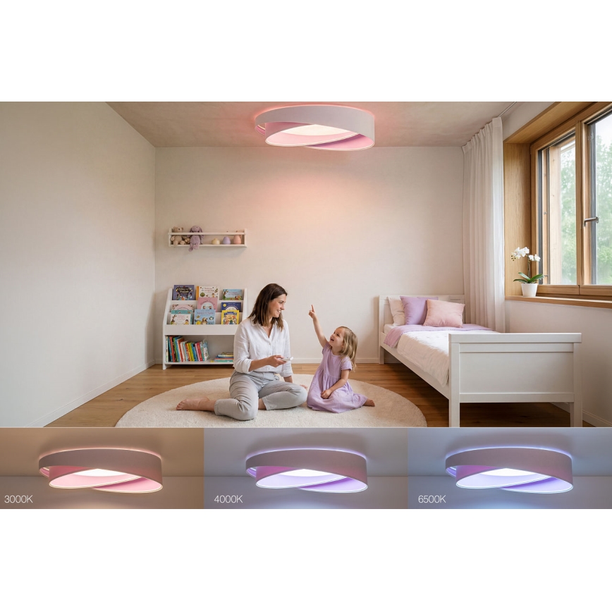 LED dimbare plafondlamp SMART GALAXY MODERN LED/24W/230V 3000-6500K Ø 55 cm wit/paars + afstandsbediening