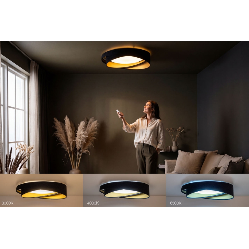 LED-dimbare plafondlamp SMART GALAXY MODERN LED/24W/230V 3000-6500K Ø 55 cm zwart/goud + afstandsbediening