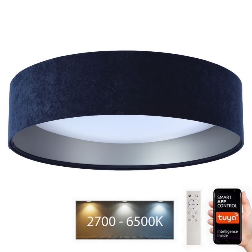 Dimbare LED Plafondlamp SMART GALAXY LED/36W/230V d. 55 cm 2700-6500K Wi-Fi Tuya blauw/zilver + afstandsbediening