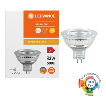 Dimbare LED-reflectorlamp MR16 GU5,3/6,6W/12V 3000K 36° CRI 97 - Ledvance