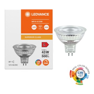 Dimbare LED-reflectorlamp MR16 GU5,3/6,6W/12V 4000K 36° CRI 97 - Ledvance