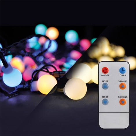 Dimbare LED RGB Kerst Lichtketting voor Buiten 200xLED/8 functies 25m IP44 + afstandsbediening