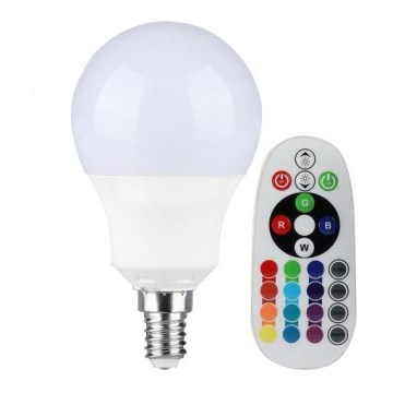 Dimbare LED RGB Lamp E14/3,5W/230V 6400K + afstandsbediening