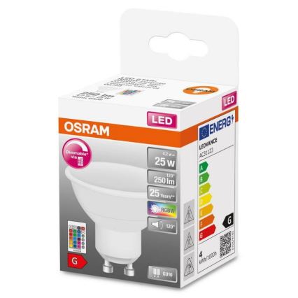 Dimbare LED RGB lamp GU10/4,2W/230V 2700K + afstandsbediening - Osram