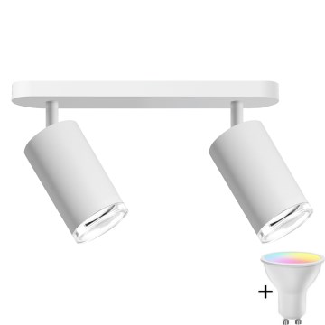 Dimbare LED RGBW badkamer inbouwspot TURYN 2xGU10/6,5W/230V 2700-6500K Wi-Fi IP44 wit