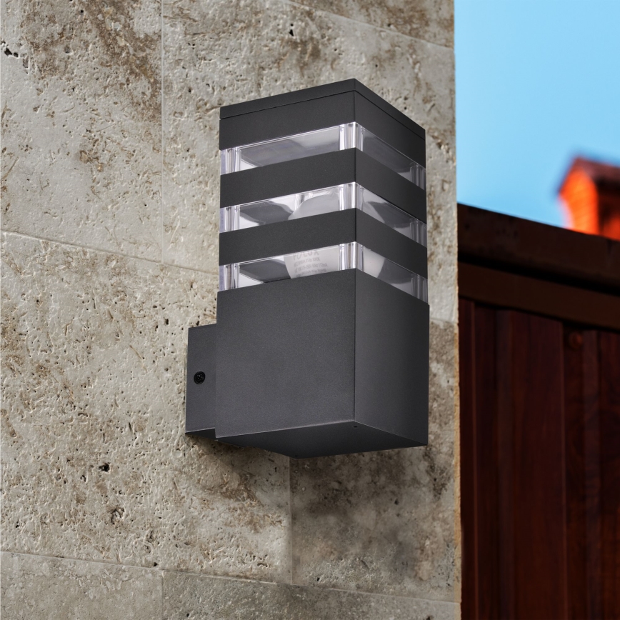 LED RGBW dimbaar buitenwandlamp TEKSAS 1xE27/9W/230V 2700-6500K Wi-Fi IP44 antraciet