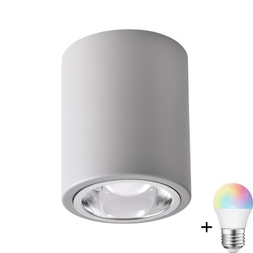 Dimbare LED RGBW inbouwspot JUPITER 1xE27/6,5W/230V 2700-6500K Wi-Fi Ø 9,8 cm grijs