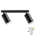 Dimbare LED RGBW inbouwspot voor de badkamer TURYN 2xGU10/6,5W/230V 2700-6500K Wi-Fi IP44 zwart