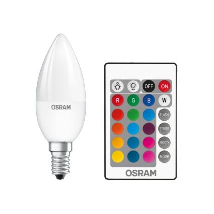 Dimbare LED RGBW Lam[ STAR E14/4,5W/230V 2700K + afstandsbediening – Osram