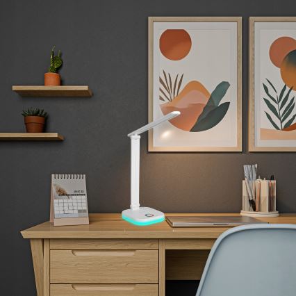 Dimbare LED RGBW tafellamp met draadloos opladen LED/7W/5V USB wit