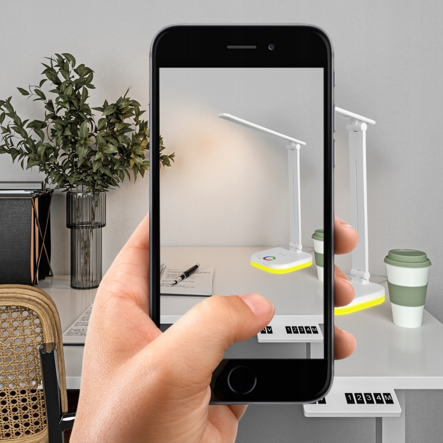 Dimbare LED RGBW tafellamp met draadloos opladen LED/7W/5V USB wit