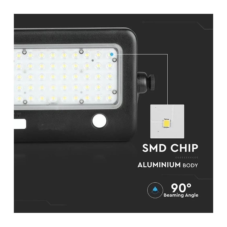 Dimbare LED Solar Schijnwerper met Sensor LED/10W/3,7V 4000K IP65 + USB poort