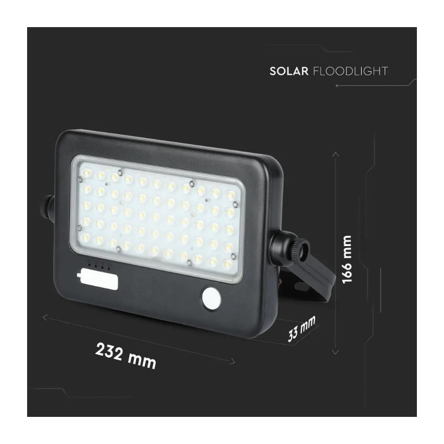 Dimbare LED Solar Schijnwerper met Sensor LED/10W/3,7V 4000K IP65 + USB poort