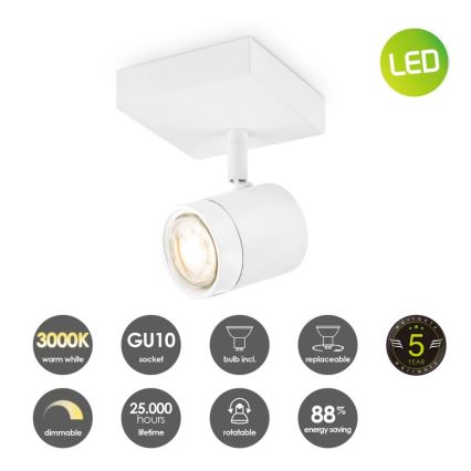 Dimbare LED Spot MANU 1xGU10/5,8W/230V wit