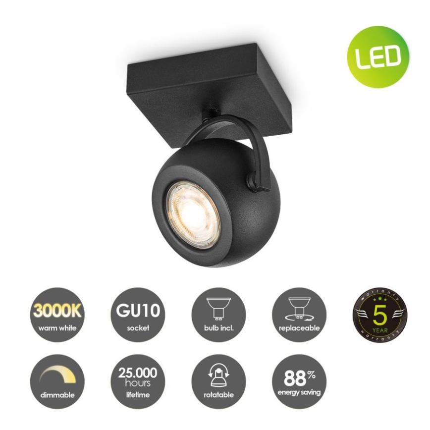 Dimbare LED Spot NOP 1xGU10/5,8W/230V zwart