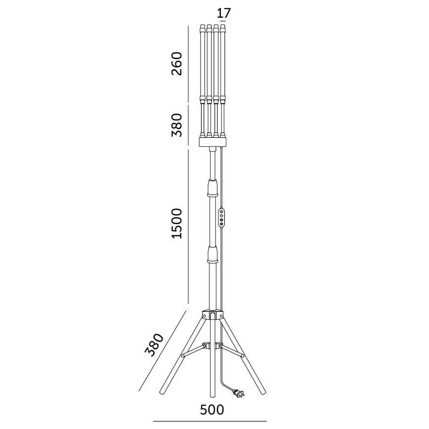 LED Dimbaar flexibel Staande lamp voor het kweken van planten VITARO 4xLED/7,5W/230V zwart