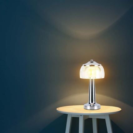 LED Dimbare oplaadbare touch tafellamp LED/1W/5V 3000-6000K 1800 mAh glanzend chroom
