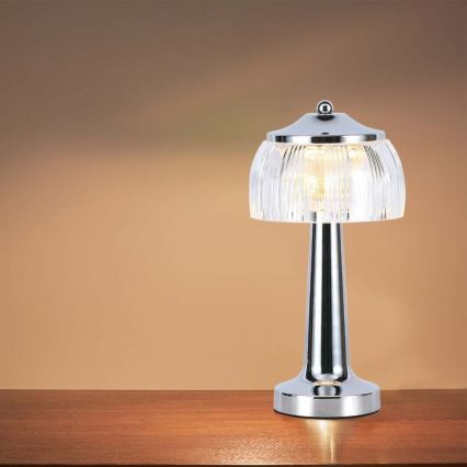 LED Dimbare oplaadbare touch tafellamp LED/1W/5V 3000-6000K 1800 mAh glanzend chroom