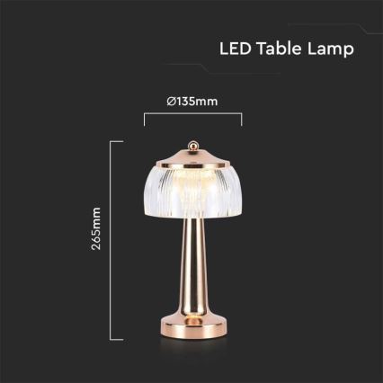 LED Dimbare oplaadbare touch tafellamp LED/1W/5V 3000-6000K 1800 mAh Roségoud