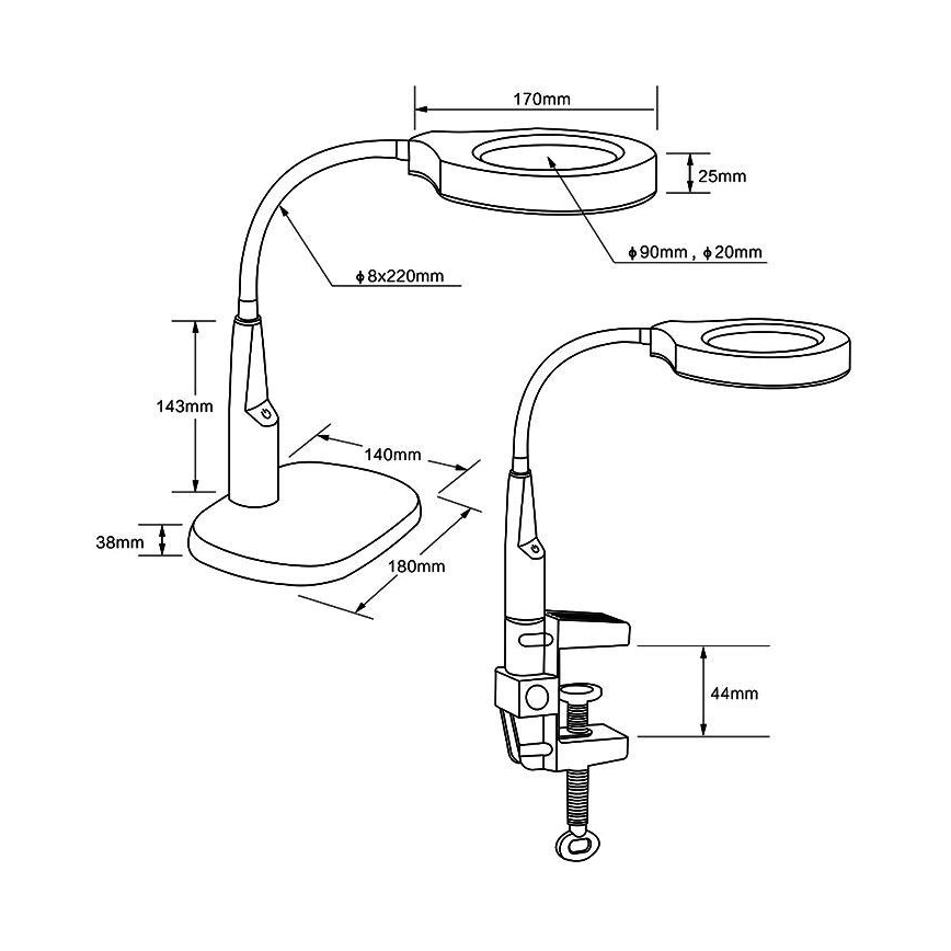 Dimbare LED tafellamp met bifocale loep LED/6W/230V 6000-7000K wit