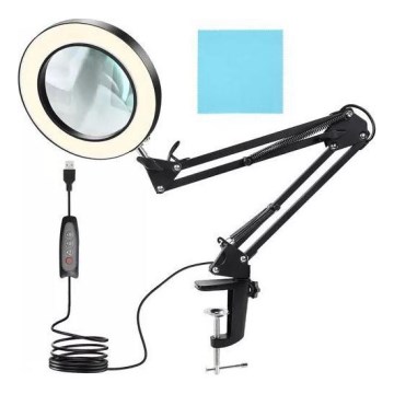 Dimbare LED tafellamp met een vergrootglas LED/6W/5V 3000K/4000K/6000K zwart