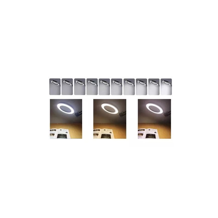 Dimbare LED tafellamp met een vergrootglas ​ LED/6W/5V 3000K/4000K/6000K zwart
