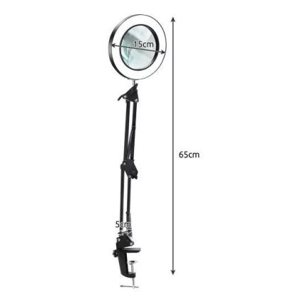 Dimbare LED tafellamp met een vergrootglas ​ LED/6W/5V 3000K/4000K/6000K zwart
