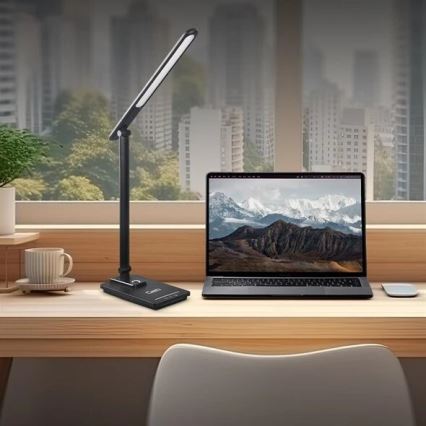 Dimbare LED tafellamp met USB LED/9W/230V 3000K/4000K/5500K zwart