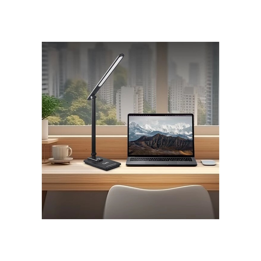 Dimbare LED tafellamp met USB LED/9W/230V 3000K/4000K/5500K zwart