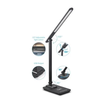 Dimbare LED tafellamp met USB LED/9W/230V 3000K/4000K/5500K zwart