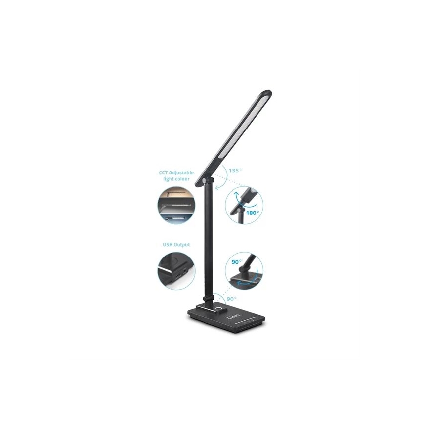 Dimbare LED tafellamp met USB LED/9W/230V 3000K/4000K/5500K zwart