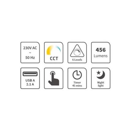 Dimbare LED tafellamp met USB LED/9W/230V 3000K/4000K/5500K zwart