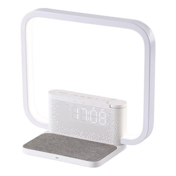 Dimbare LED tafellamp met wekker en Qi opladen LED/18W/230V wit