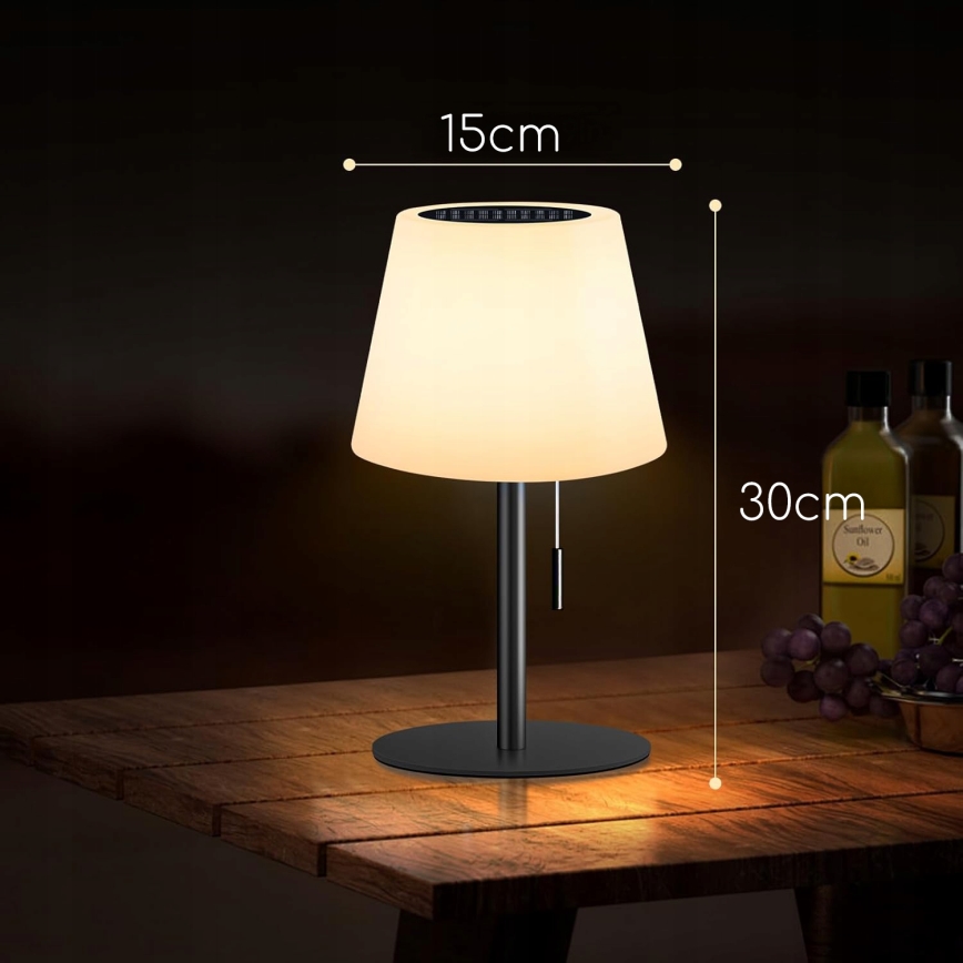 Dimbare LED-zonnelamp LED/2W/5V USB 1200 mAh IP44 wit/zwart