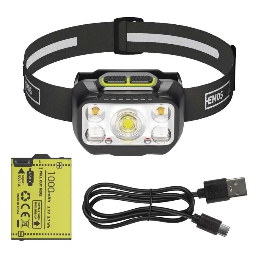 Dimbare oplaadbare hoofdlamp LED/3xAAA/1000 mAh 3,7V