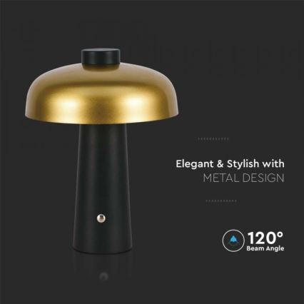 LED Dimbare Oplaadbare Touch Tafellamp LED/3W/5V 3000-6000K 1800 mAh zwart/goud